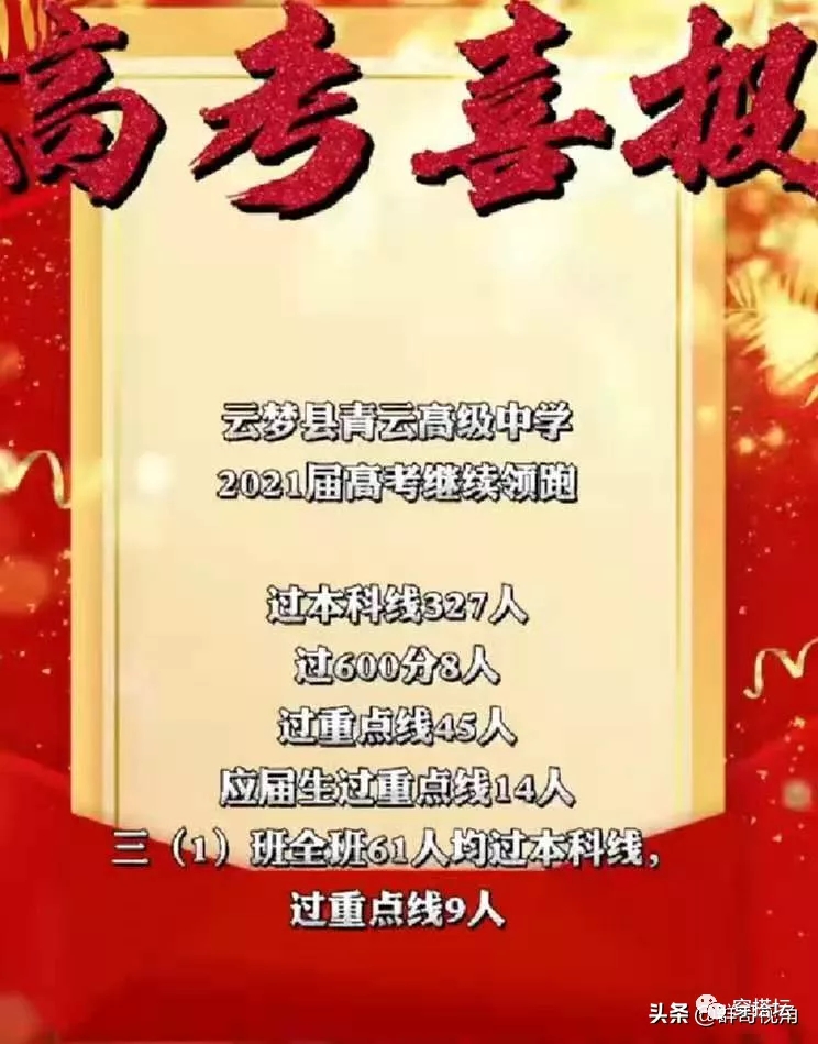 2021云梦青云高级中学高考喜报成绩本科一本上线人数情况